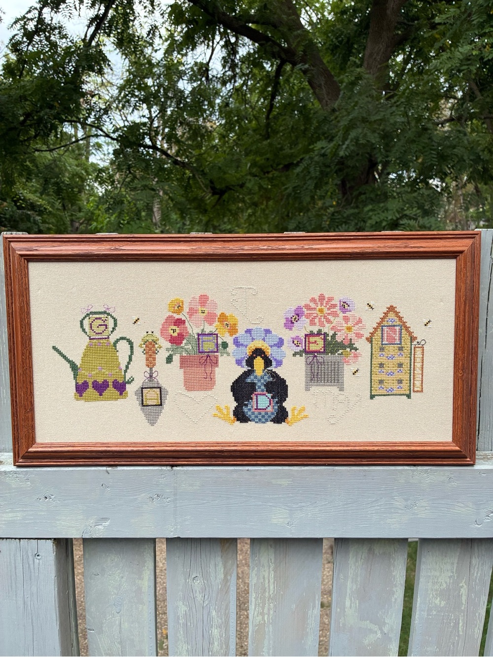 Framed “Garden” Cross-Stitch